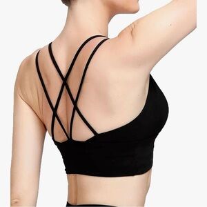 NWT MotoRun Strappy Sports Bras Criss Cross Bra Sexy Back Push Up Padded Bra